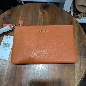 Coach Orange Leather Wristlet